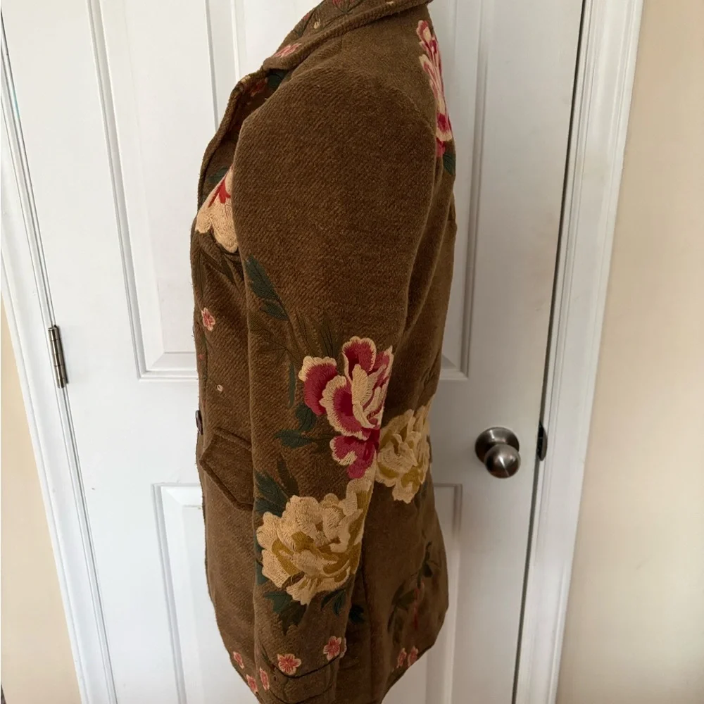 100% Wool Bohemian embroidery cottagecore coat - Picture 8 of 14